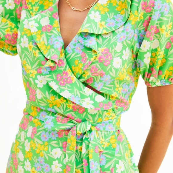 Never Fully Dressed Green Wrap Mini Dress - Picture 3 of 3